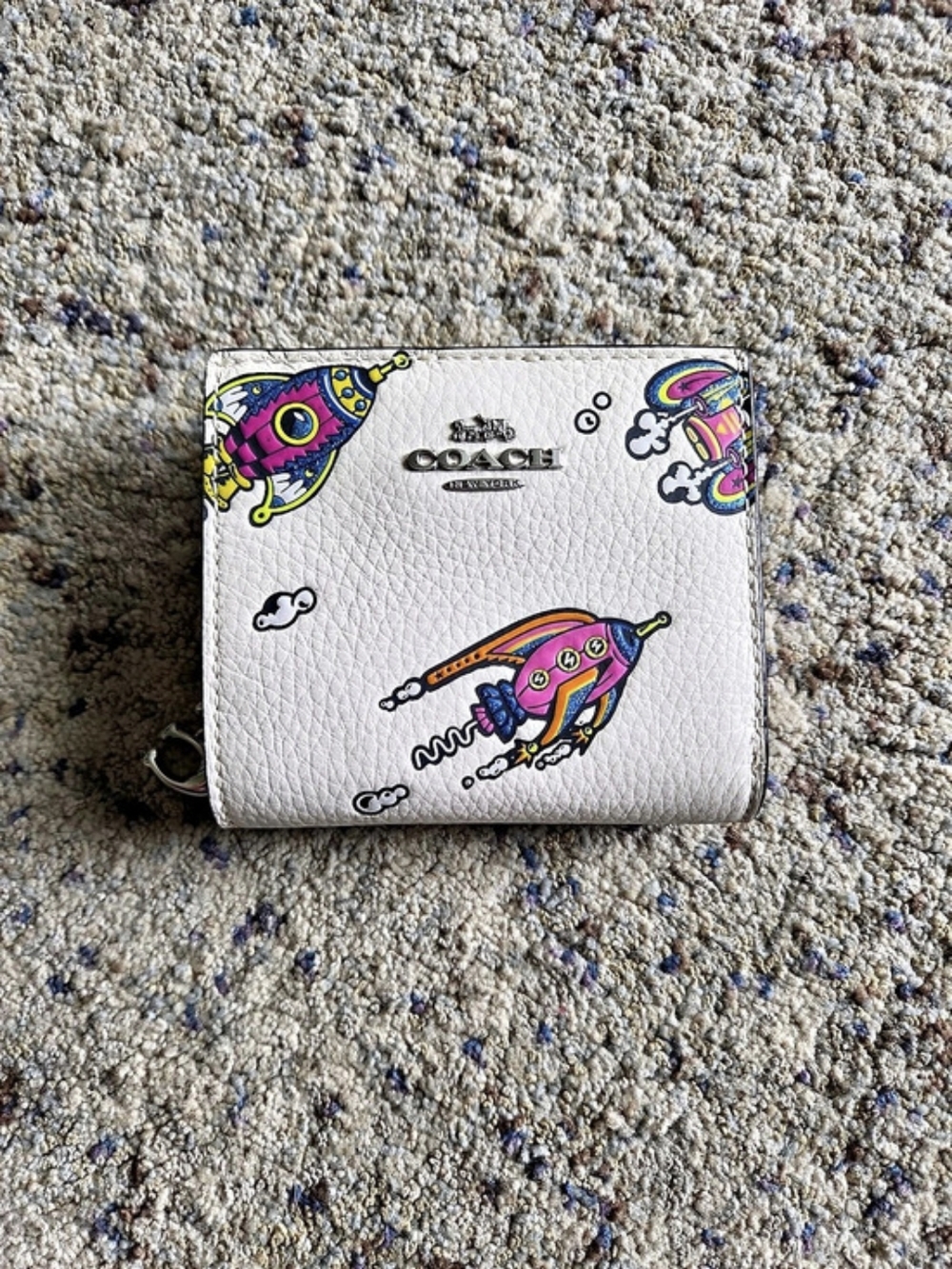 Coach Cosmic Snap Wallet With Rocket Print